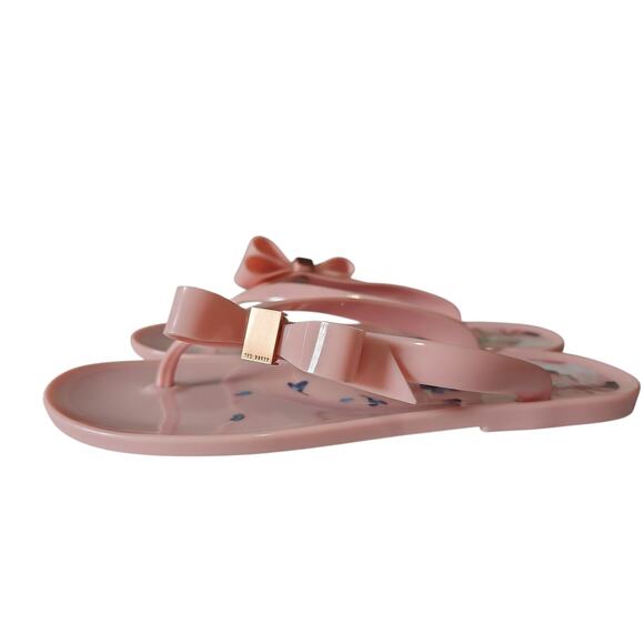Ted Baker Jelly Flip Flops Thong Sandal Bow Womens 40 US 9.5 Pink Suzzip Shoe - Picture 2 of 15